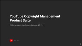 Youtube Copyright Management Product Suite