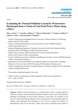 Evaluating the Thermal Pollution Caused by Wastewaters Discharged from a Chain of Coal-Fired Power Plants Along a River