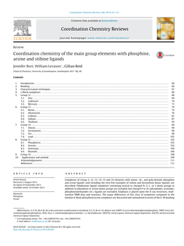 Coordination Chemistry of the Main Group Elements with Phosphine, Arsine and Stibine Ligands