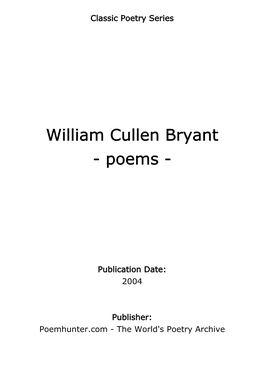 William Cullen Bryant - Poems