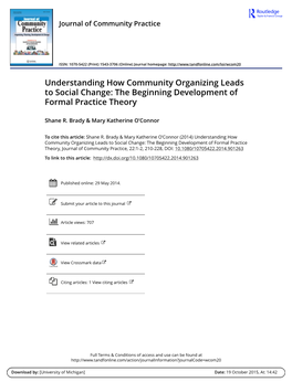 Understanding How Community Organizing Leads to Social Change: the Beginning Development of Formal Practice Theory