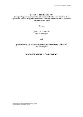 Infratil Investment Management Agreement Consolidated As at 7