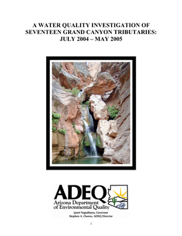 A Water Quality Investigation of Seventeen Grand Canyon Tributaries: July 2004 – May 2005