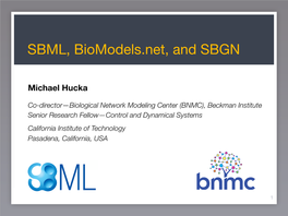 SBML, Biomodels.Net, and SBGN