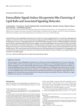 Extracellular Signals Induce Glycoprotein M6a Clustering of Lipid Rafts and Associated Signaling Molecules