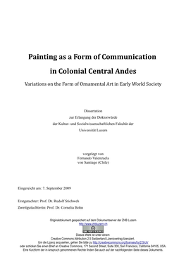 Painting As a Form of Communication in Colonial Central Andes