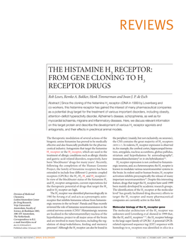 The Histamine H 3 Receptor: from Gene Cloning to H 3 Receptor Drugs