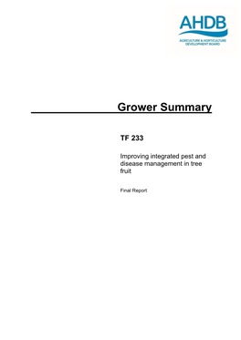 Grower Summary