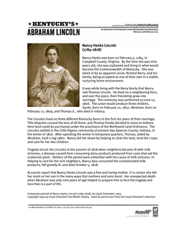 Nancy Hanks Lincoln (1784-1818)