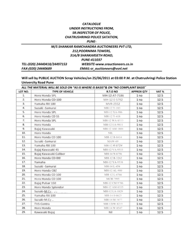 Catalogue Under Instructions From, Sr