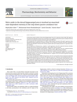 Nitric Oxide in the Dorsal Hippocampal Area Is Involved on Muscimol State-Dependent Memory in the Step-Down Passive Avoidance Test