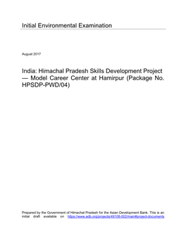 India: Himachal Pradesh Skills Development Project — Model Career Center at Hamirpur (Package No