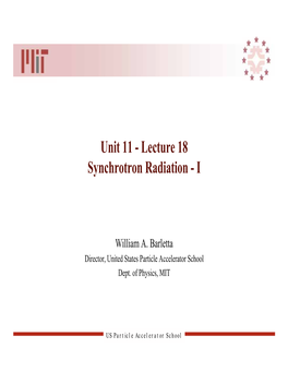 Synchrotron Radiation - I