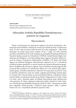 Saharyjska Arabska Republika Demokratyczna – Państwo Na Wygnaniu