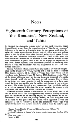 Notes Eighteenth Century Perceptions Of