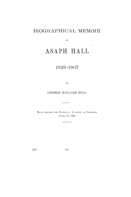 Biographical Memoir of Asaph Hall*