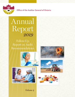 Annual Report 2019 of the Office of the Auditor General of Ontario Follow-Up Report on Audit Recommendations