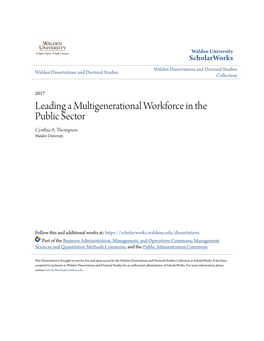 Leading a Multigenerational Workforce in the Public Sector Cynthia A