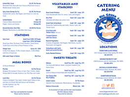 The Big Greek Cafe Catering Menu