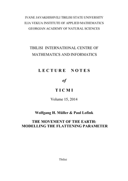 Lecture Notes of Ticmi