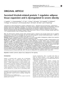 Secreted Frizzled-Related Protein 1 Regulates Adipose Tissue Expansion and Is Dysregulated in Severe Obesity