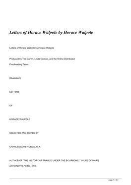 Download Letters of Horace Walpole