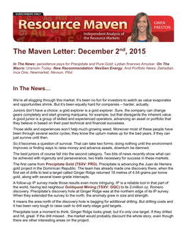 The Maven Letter: December 2Nd, 2015