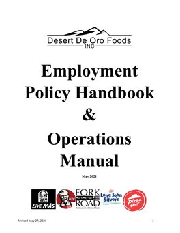 Employment Policy Handbook & Operations Manual