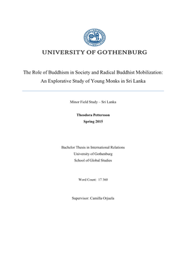 The Role of Buddhism in Society and Radical Buddhist Mobilization: an Explorative Study of Young Monks in Sri Lanka