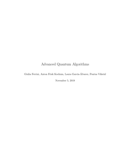 Advanced Quantum Algorithms
