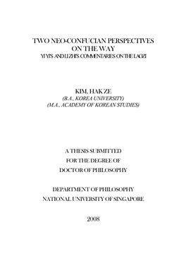 Two Neo-Confucian Perspectives on the Way 2008