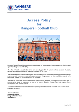 Access Policy for Rangers Football Club