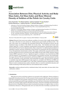 Association Between Diet, Physical Activity and Body Mass Index, Fat Mass Index and Bone Mineral Density of Soldiers of the Polish Air Cavalry Units