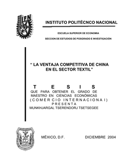 La Ventaja Competitiva De China En El Sector Textil”