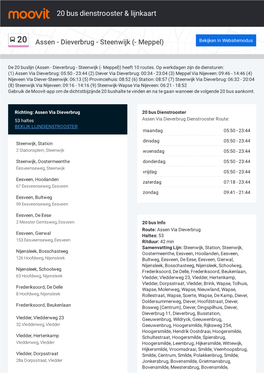 20 Bus Dienstrooster & Lijnroutekaart