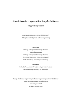 User-Driven Development for Bespoke Software