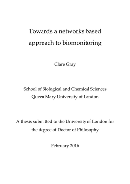Towards a Networks Based Approach to Biomonitoring