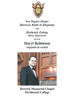 Daryl Robinson Organist in Recital