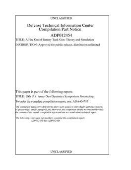 A Fire out of Battery Tank Gun: Theory and Simulation DISTRIBUTION: Approved for Public Release, Distribution Unlimited