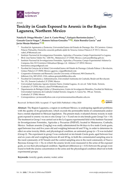Toxicity in Goats Exposed to Arsenic in the Region Lagunera, Northern Mexico