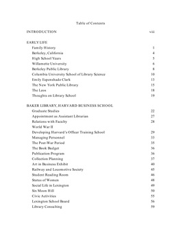 Table of Contents INTRODUCTION Viii EARLY LIFE Family History 1