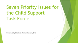 Issue #1: the Self-Support Reserve for Custodial and Noncustodial Parents What Is It?  Minn