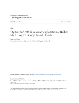 Oysters and Cat Sh: Resource Exploitation at Rollins Shell Ring, Ft