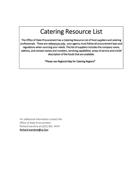 Catering Resource List