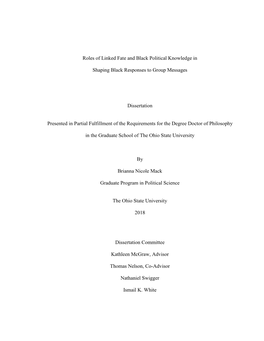 Roles of Linked Fate and Black Political Knowledge In