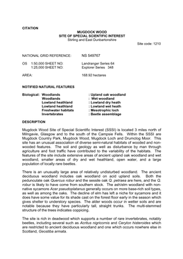 NS 549767 Mugdock Wood Site of Special Scientific Interest (SSSI) Is