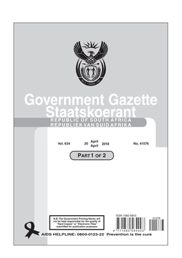 Government Gazette Staatskoerant REPUBLIC of SOUTH AFRICA REPUBLIEK VAN SUID AFRIKA