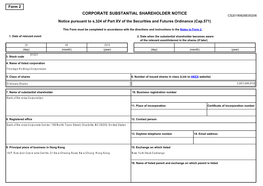 CORPORATE SUBSTANTIAL SHAREHOLDER NOTICE CS20190626E00206 Notice Pursuant to S.324 of Part XV of the Securities and Futures Ordinance (Cap.571)