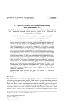 RNA Packing Specificity and Folding During Assembly of The