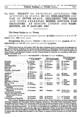 Treaty on Activities of States in Exploration and Use of Outer Space, Including the Moon and Other Celestial Bodies (Outer Space